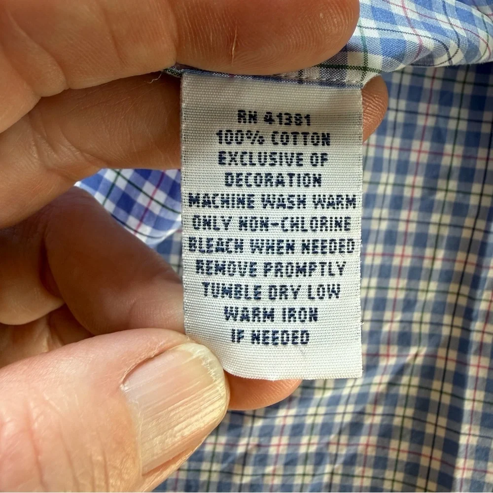 Polo Ralph Lauren Mens Medium Blue Plaid Cotton Oxford Button Down Shirt Preppy